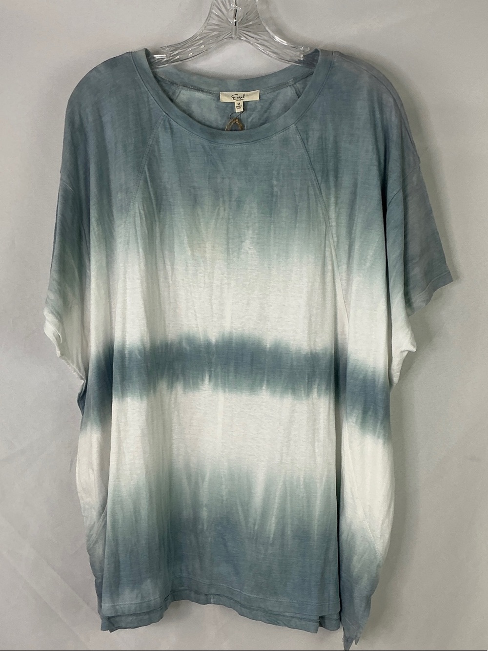 Over-sized Tie-Dye Short Sleeve Top - Blue & White With Pockets Women's Size S